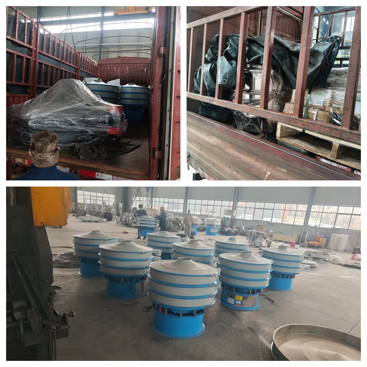 9臺一米旋振篩， 1500型料斗專車發(fā)貨