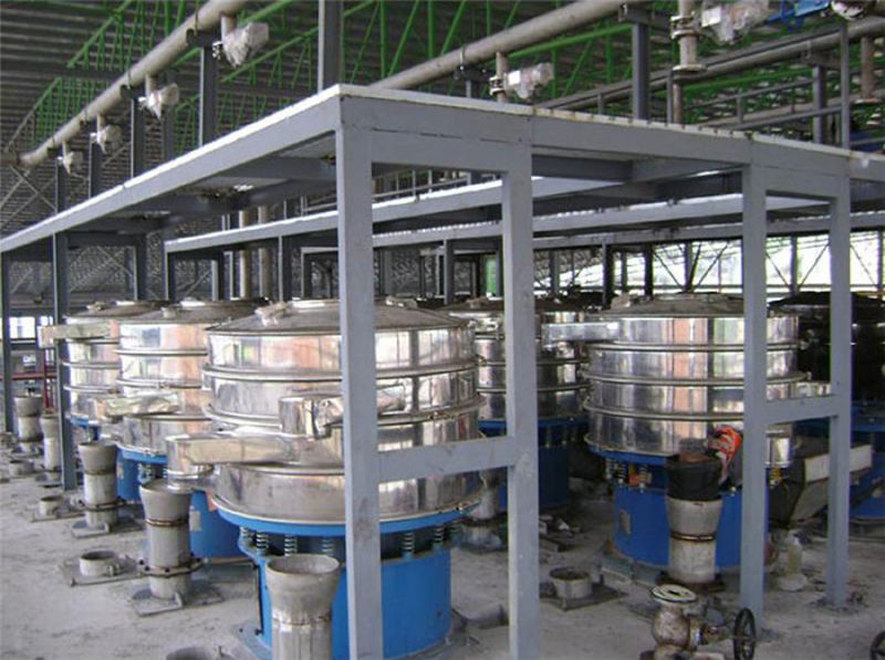 浙江某電池企業(yè)10臺(tái)3層旋振篩客戶(hù)使用設(shè)備現(xiàn)場(chǎng)